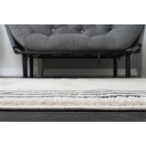 La Dole Rugs Modern Straps Area Rug - 3 ft. x 5 ft. - Light Grey