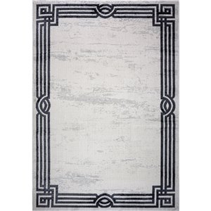 Tapis design moderne à bretelles de La Dole Rugs, 3 pi x 5 pi, gris clair