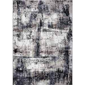 LaDole Rugs Modern Rustic Area Rug - 6 ft. x 9 ft. - Black/Beige