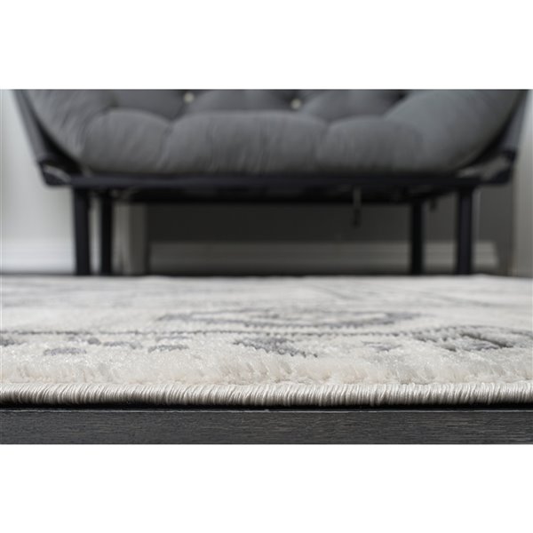 La Dole Rugs Modern Bordered Geometric Area Rug - 5 ft. x 7 ft. - Light Grey