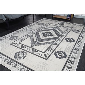 La Dole Rugs Modern Bordered Geometric Area Rug - 4ft. X 5 ft. - Light Grey