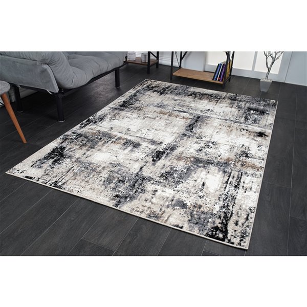 Ladole Rugs Modern Rustic Area Rug 5, Black And Grey Area Rugs