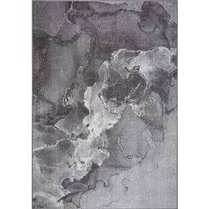 Tapis moderne marbre Logan de LaDole Rugs, 4 pi x 5 pi, gris foncé