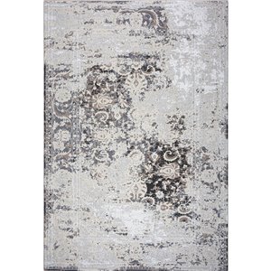 Tapis persan moderne rustique de La Dole, 4 pi x 5 pi, brun/ivoire