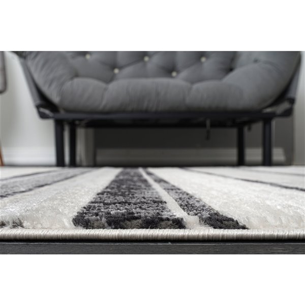 Tapis contemporain moderne de La Dole, 3 pi x 5 pi, gris clair