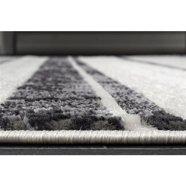 Tapis contemporain moderne de La Dole, 3 pi x 5 pi, gris clair