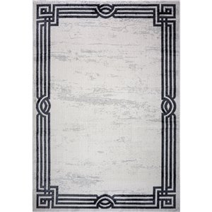Tapis design moderne à bretelles de LaDole Rugs, 8 pi x 10 pi, gris clair