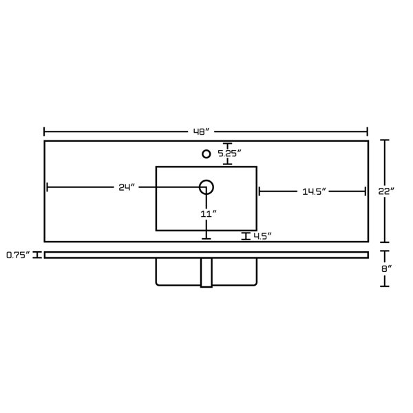 American Imaginations Flair 48.75-in Glossy White Fire Clay Single Sink Bathroom Vanity Top with Chrome Lever Faucet