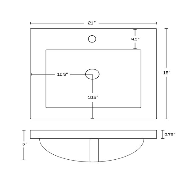 American Imaginations 21-in Glossy White Fire Clay Single Sink Bathroom Vanity Top with Chrome Single Hole Faucet