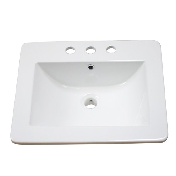 American Imaginations Omni 21-in Glossy White Fire Clay Single Sink Bathroom Vanity Top with Chrome Widespread Faucet