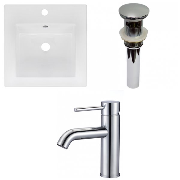 American Imaginations 16.5-in White Fire Clay Bathroom Vanity Top American Imaginations 16.5-in White Fire Clay Bathroom Vanity Top