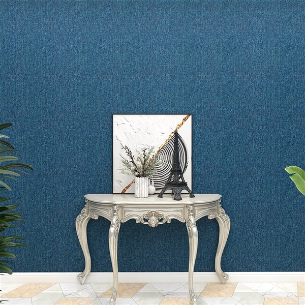 Be Shine Classic Iconic 100-sq. ft. Deep Blue Non-Woven Plain Unpasted Wall Fabric