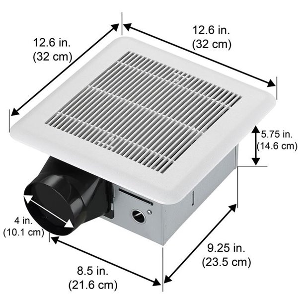 Ventilateur de salle de bain blanc 0,7 sone 80 pcm certifié Energy Star par Ancona