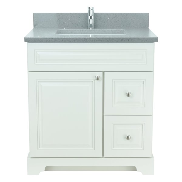 LUKX Bold Damian 36-in Antique White Single Sink Bathroom Vanity With ...