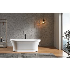 Baignoire autoportante sablier en acrylique blanc 67 po L 32-in l Katharine de Lukx avec drain centré