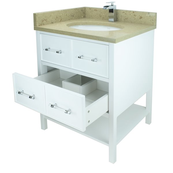 Lukx Bold Gemma 36-in White Single Sink Bathroom Vanity With Royal Brown Quartz Top