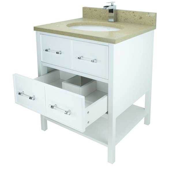 Lukx Bold Gemma 36-in White Single Sink Bathroom Vanity With Royal Brown Quartz Top