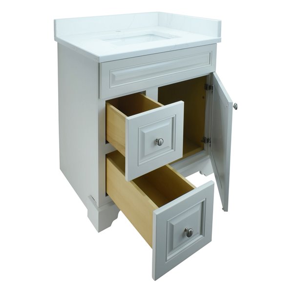 Meuble-lavabo simple blanc antique Bold Damian par LUKX de 36 po avec comptoir blanc classique