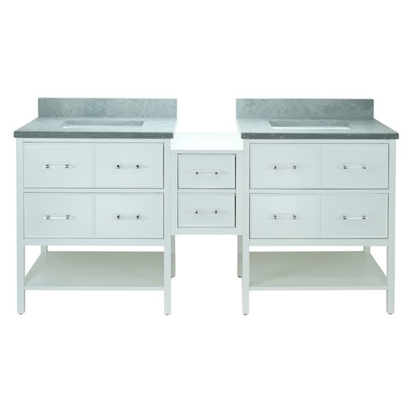 LUKX Bold Gemma 86-in White Double Sink Bathroom Vanity With Concrete ...