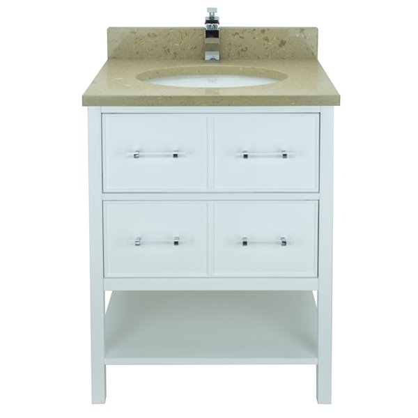 LUKX Bold Gemma 24-in White Single Sink Bathroom Vanity With Royal ...