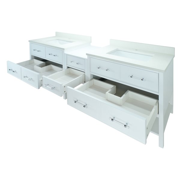 LUKX Bold Gemma 62-in White Double Sink Bathroom Vanity With Silk White ...