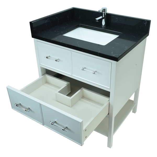 Lukx Bold Gemma 24-in White Single Sink Bathroom Vanity With Moonlight ...