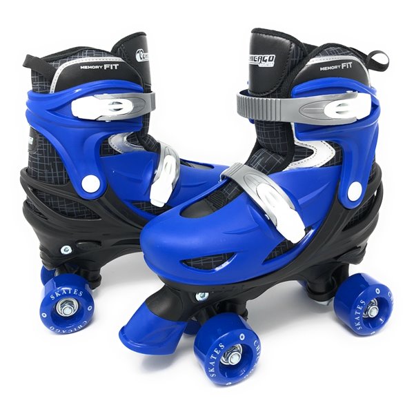 Patins à roulettes ajustables pour enfants avec accessoires, bleu, taille 1-4