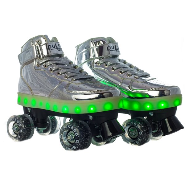 Chicago Skates - Patins à roulettes lumineux à DEL, argent, taille 1