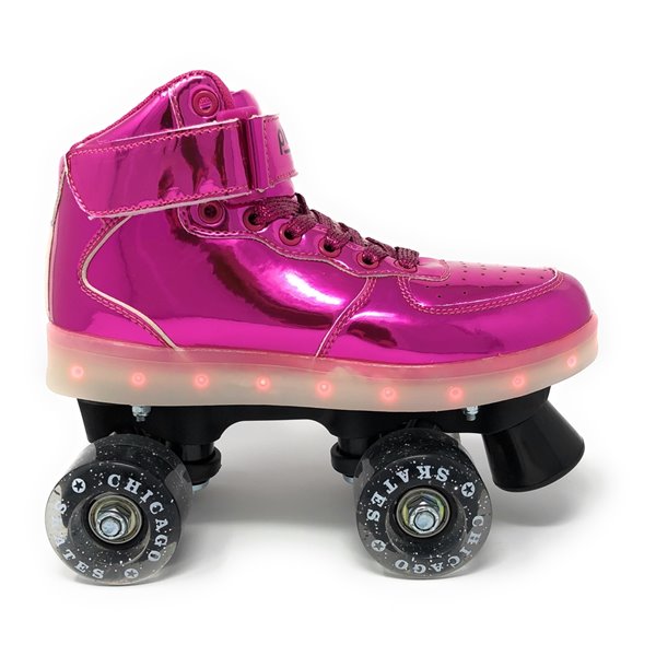 Chicago Skates - Patins à roulettes lumineux à DEL, Rose, taille 6