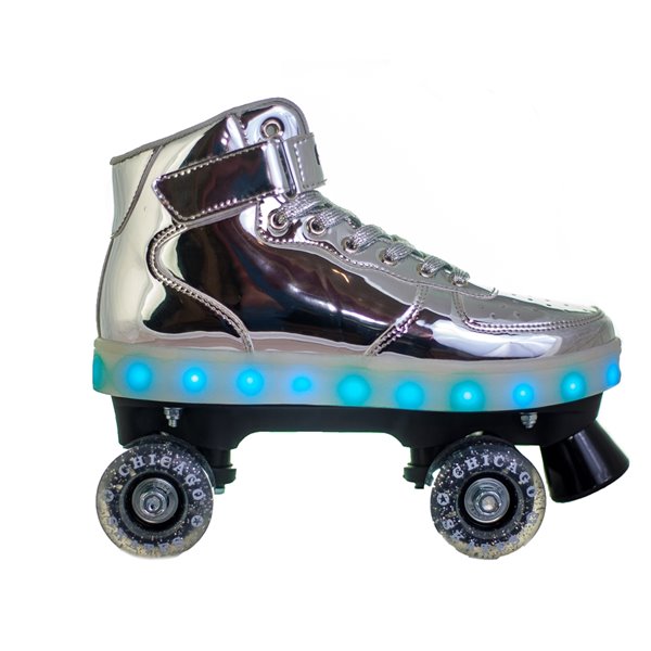 Chicago Skates Pulse LED Light Up Rollerskates, Silver, Size 6
