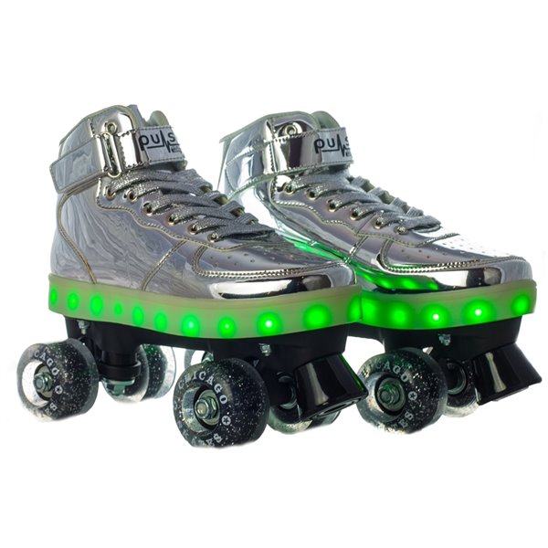 Chicago Skates - Patins à roulettes lumineux à DEL, argent, taille J13