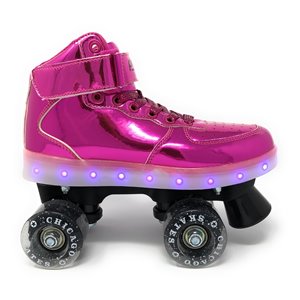 Chicago Skates - Patins à roulettes lumineux à DEL, Rose, taille J13