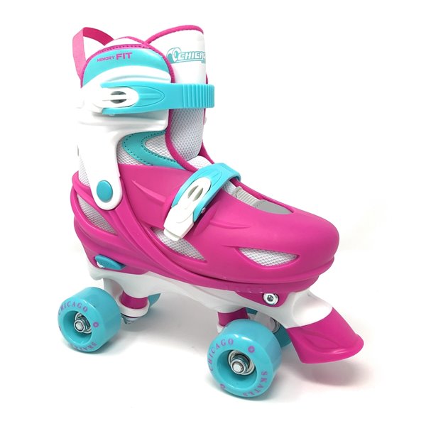 Chicago Skates – Patins à roulettes rose ajustables pour filles, taille J10-J13