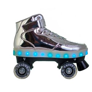 Chicago Skates - Patins à roulettes lumineux à DEL, argent, taille 4