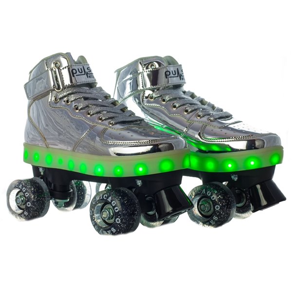 Chicago Skates Pulse LED Light Up Rollerskates, Silver, Size 2