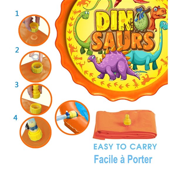 Tapis d'extérieur éclaboussant de dinosaure, 15pi², de Splash Buddies