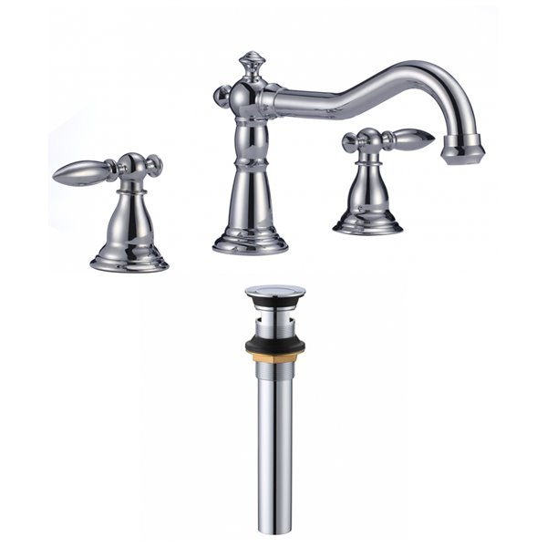 American Imaginations Cheer Chrome 2-Handle Widespread Bathroom Sink Faucet with Drain Included