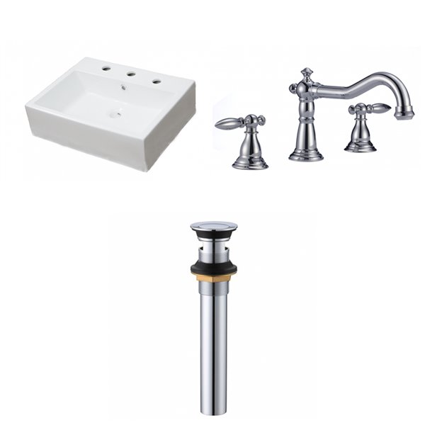 American Imaginations White Ceramic Rectangular Wall-Mount