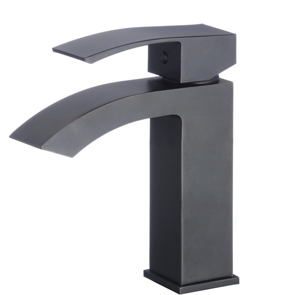 American Imaginations Ceramic White Vessel Rectangular Bathroom Sink Brushed Black Faucet with Overflow (12.2-in x 16.34-in)