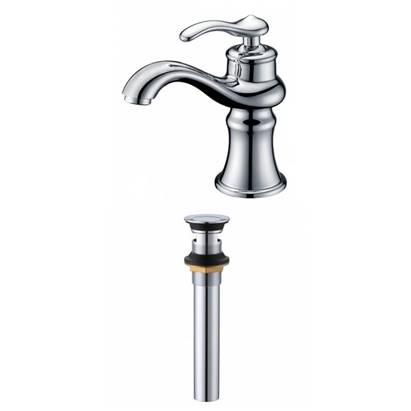 American Imaginations Flora Brass 1-Handle Single Hole Bathroom Sink Faucet with Drain Included