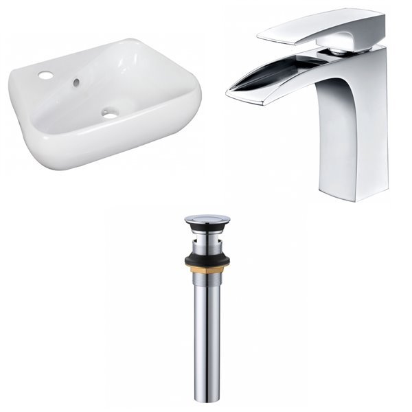 American Imaginations White Ceramic Wall-Mount Irregular Bathroom Sink ...