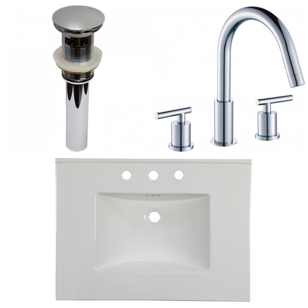 American Imaginations Flair 30.75-in White Fire Clay Bathroom Vanity Top American Imaginations Flair 30.75-in White Fire Clay Bathroom Vanity Top
