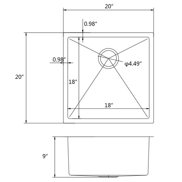 American Imaginations Undermount 20-in x 20-in Stainless Steel 