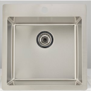 American Imaginations 20-in x 20-in Brushed Nickel Self-Rimming Laundry Sink