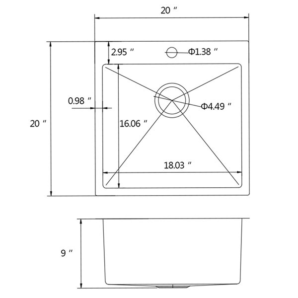 American Imaginations Drop-In 20-in x 20-in Brushed Nickel Kitchen Sink ...