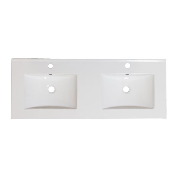 American Imaginations Xena 48-in White Enamel Glaze Fire Clay Double/Sink Bathroom Vanity Top with Single Hole Faucet