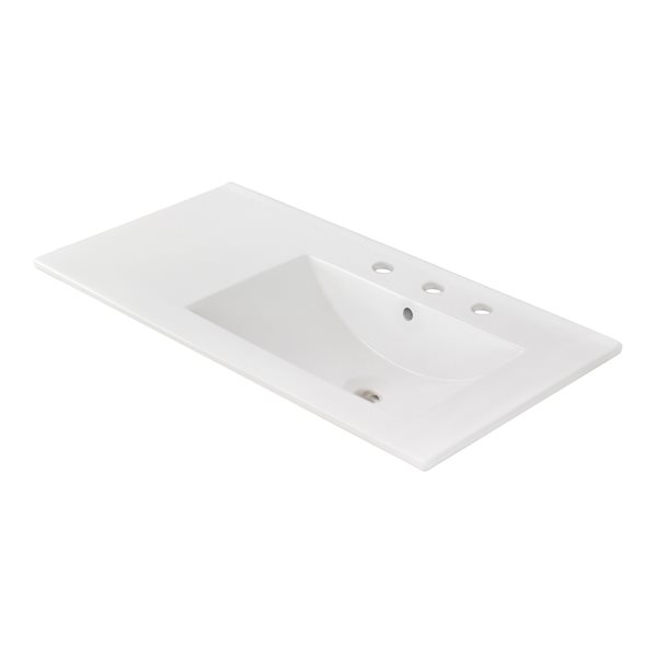 American Imaginations 35.5-in White Enamel Glaze Fire Clay Single Sink Bathroom Vanity Top/Widespread Faucet