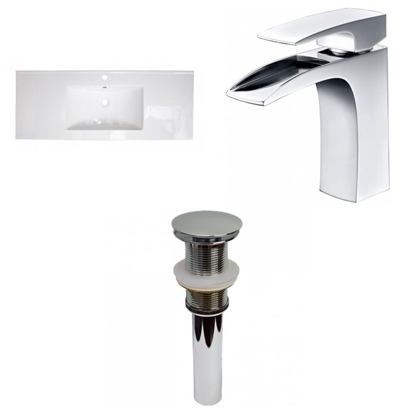 American Imaginations Flair 48.75-in Enamel Glaze Fire Clay Rectangular/Single/Sink Bathroom Vanity Top/Single Hole Faucet