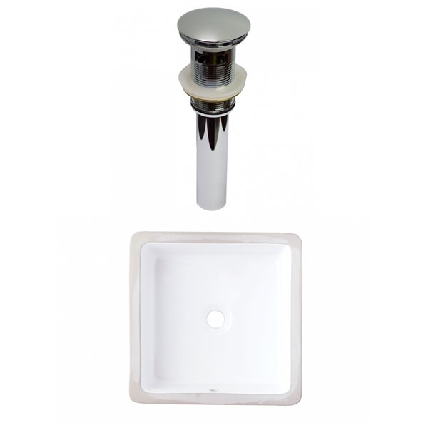 American Imaginations White/Chrome 16in x 16in Ceramic Undermount