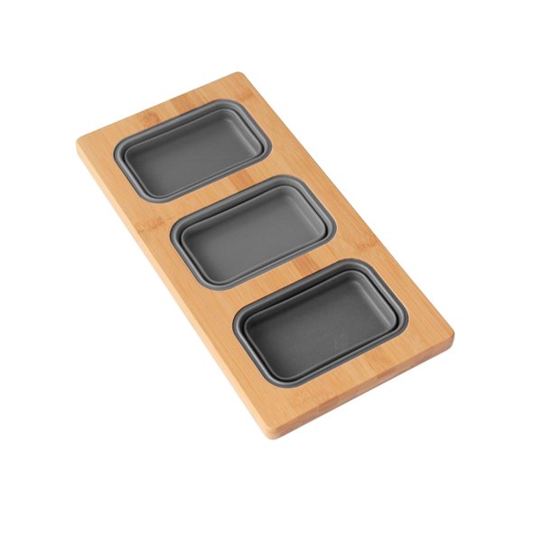 Image of Azuni | 16.75-In L X 8.5-In W Workstation Sink Bamboo Serving Board Set With 3 Collapsible Containers | Rona